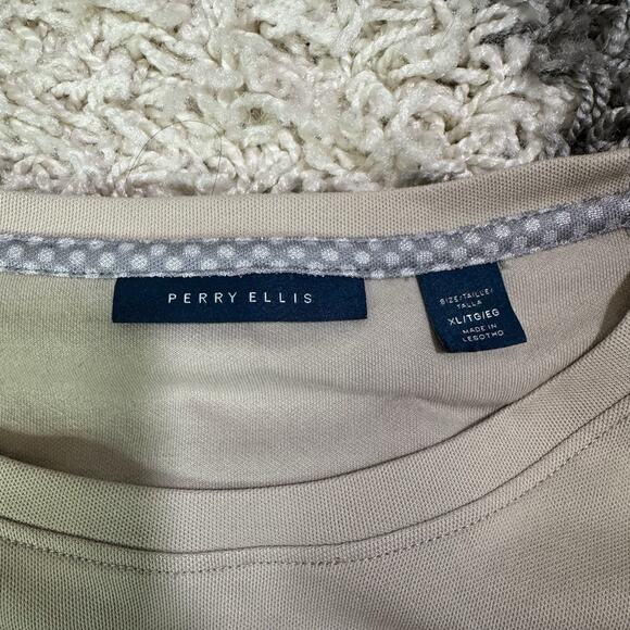 PERRY ELLIS Men’s Ivory Ribbed Top T-Shirt - XL - Picture 5 of 8